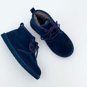 UGG Neumel dark blue suede leather shearling wool lined lace up men’s 7